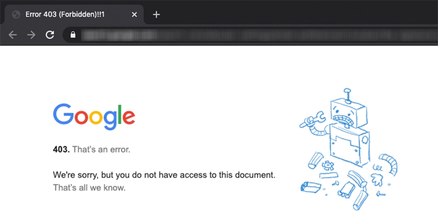 403 hatası google